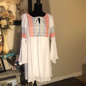 Size small Dress, embroidered bust and sleeves, lined